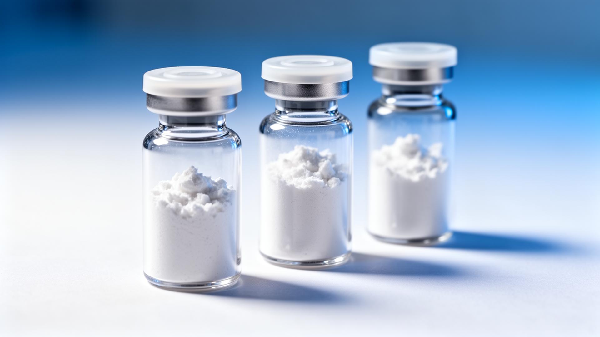 Research-grade peptide vials with lyophilized powder